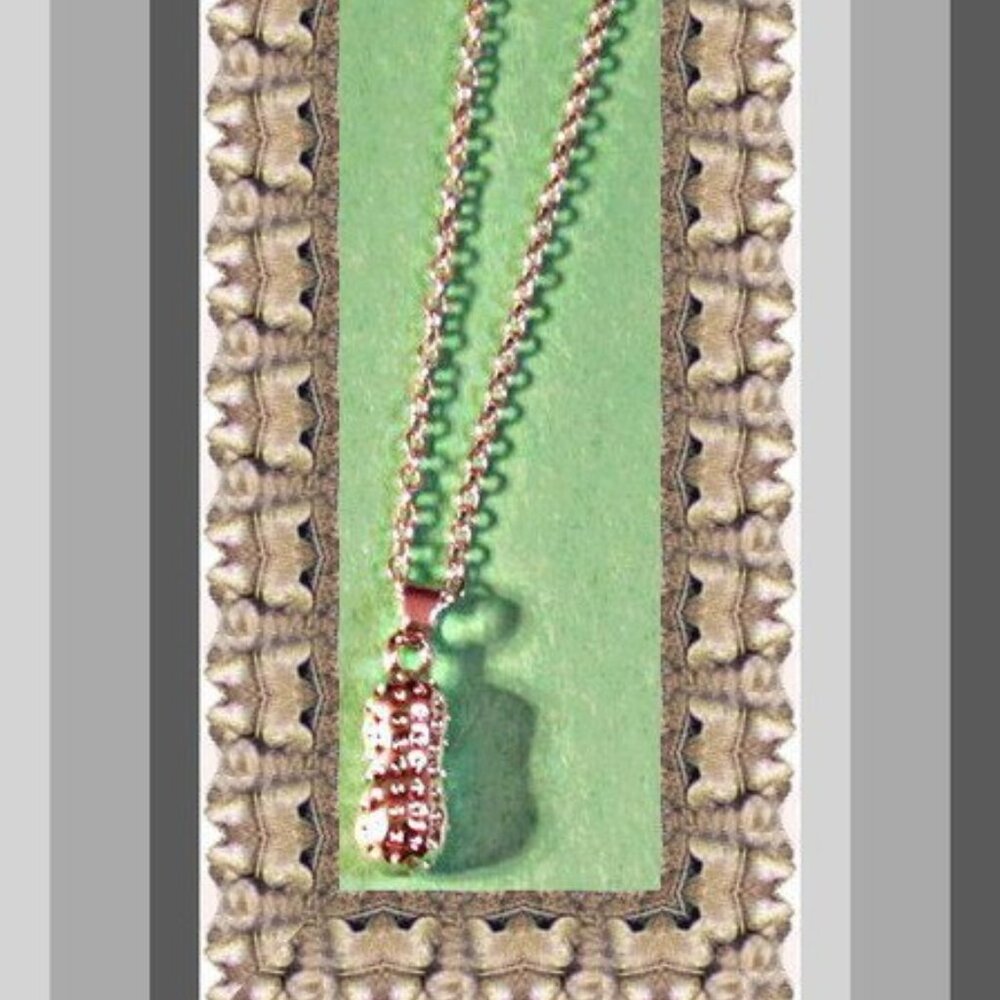 Silver Tone Peanut Design Necklace